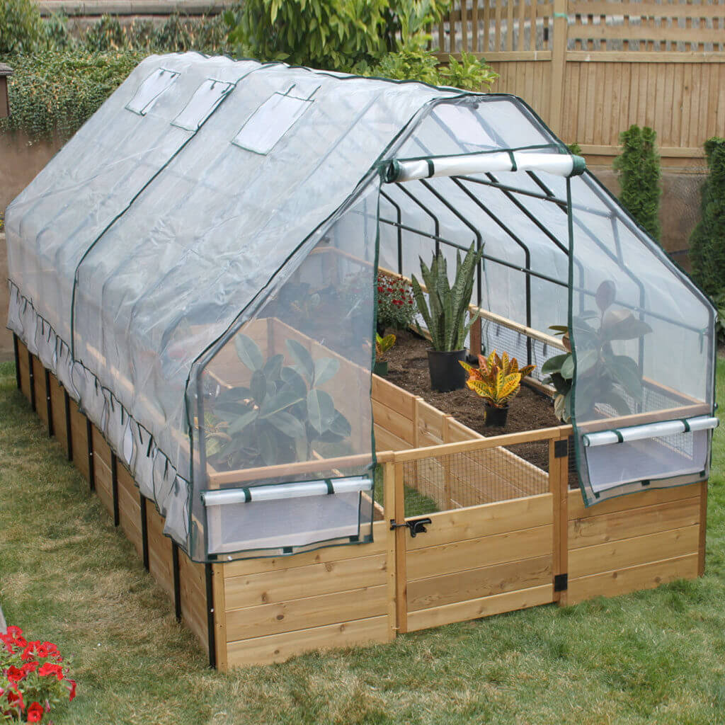 raised bed greenhouse garden